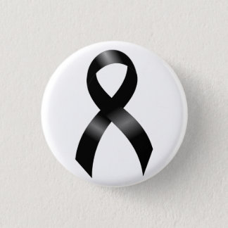 Melanoma | Skin Cancer - Black Ribbon Pinback Button