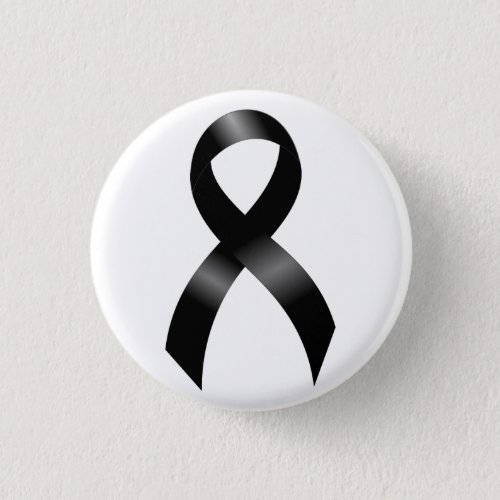 Melanoma  Skin Cancer _ Black Ribbon Pinback Button