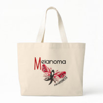 Melanoma / Skin Cancer BUTTERFLY 3.1 Large Tote Bag