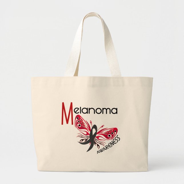 Melanoma / Skin Cancer BUTTERFLY 3.1 Large Tote Bag (Front)