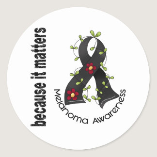Melanoma Skin Cancer Flower Ribbon 3 Classic Round Sticker
