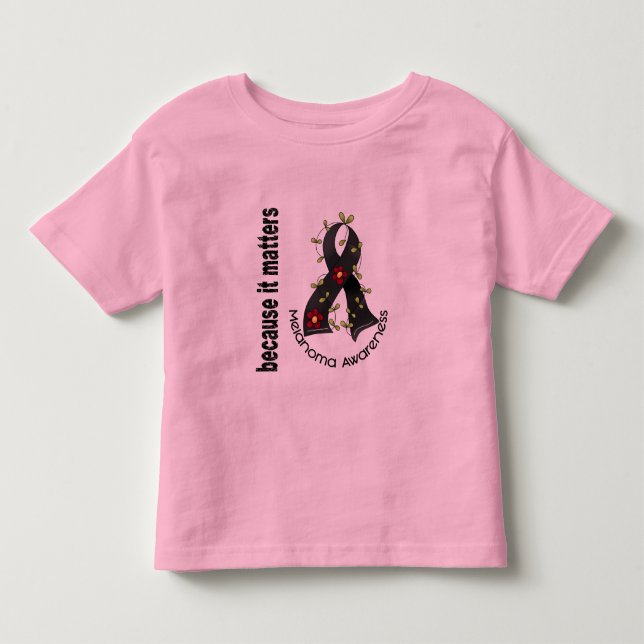 Melanoma Skin Cancer Flower Ribbon 3 Toddler T-shirt (Front)
