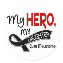 Melanoma Skin Cancer MY HERO MY DAUGHTER 42 Classic Round Sticker