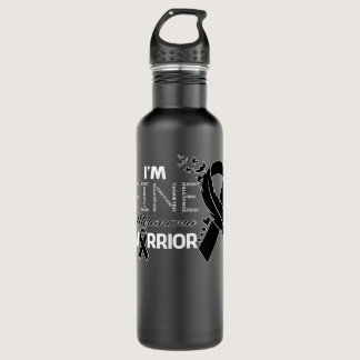 Melanoma Warrior I'm Fine Feather Ribbon  Stainless Steel Water Bottle