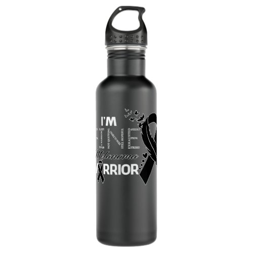 Melanoma Warrior Im Fine Feather Ribbon  Stainless Steel Water Bottle