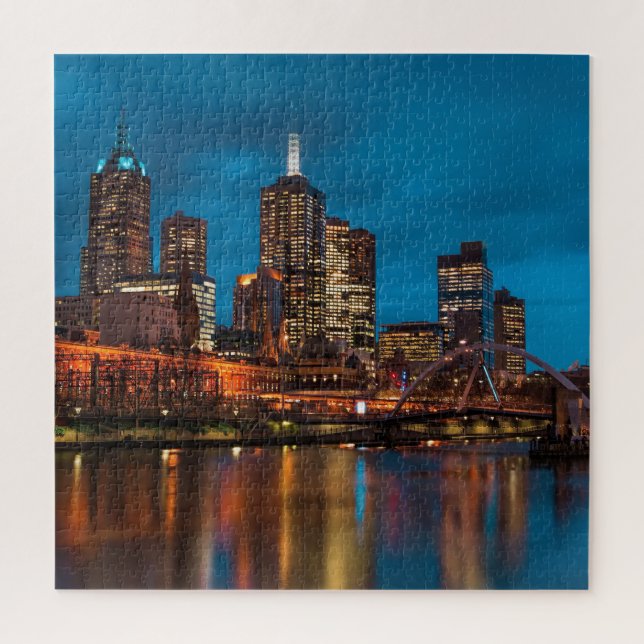 Melbourne at night jigsaw puzzle (Vertical)