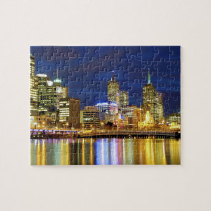 Melbourne, Australia. A nighttime view of the 2 Jigsaw Puzzle