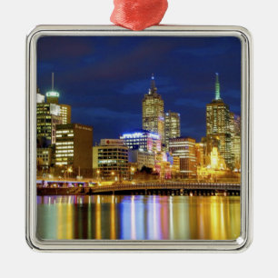 Melbourne, Australia. A nighttime view of the 2 Metal Ornament