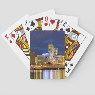 Melbourne, Australia. A nighttime view of the 2 Poker Cards