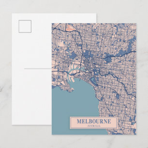 Melbourne Australia Breezy City Map Travel Postcard