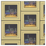 Melbourne Australia CBD Lights over Queen's Bridge Fabric