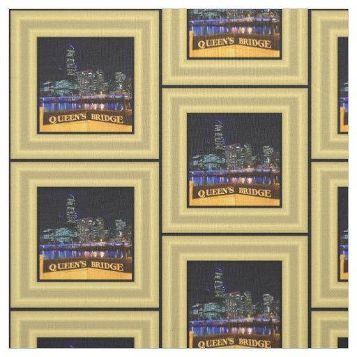 Melbourne Australia CBD Lights over Queen's Bridge Fabric