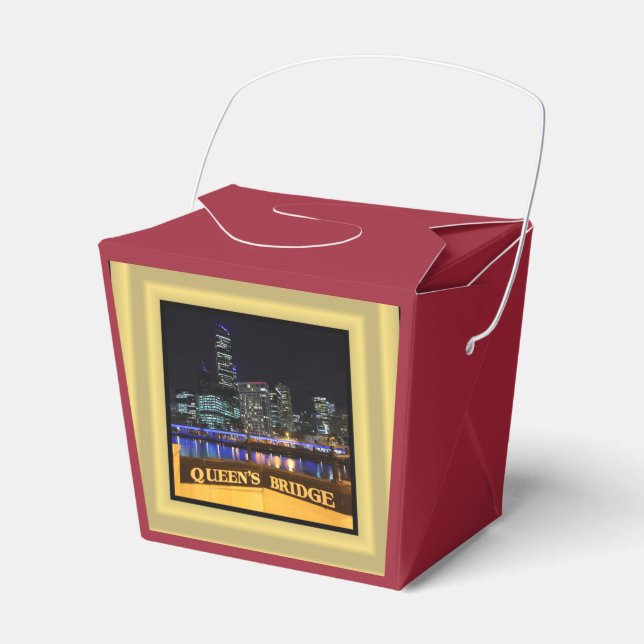 Melbourne Australia CBD Lights over Queen's Bridge Favor Boxes (Front Side)
