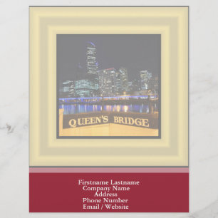 Melbourne Australia CBD Lights over Queen's Bridge Letterhead