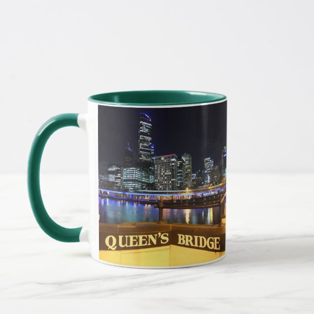 Melbourne Australia CBD Lights over Queen's Bridge Mug (Left)