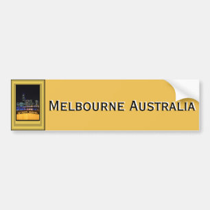 Melbourne Australia CBD Night Lights Bumper Sticker