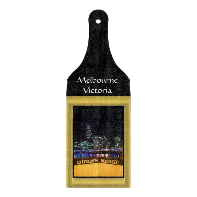 Melbourne Australia CBD Night Lights Cutting Board (Front)