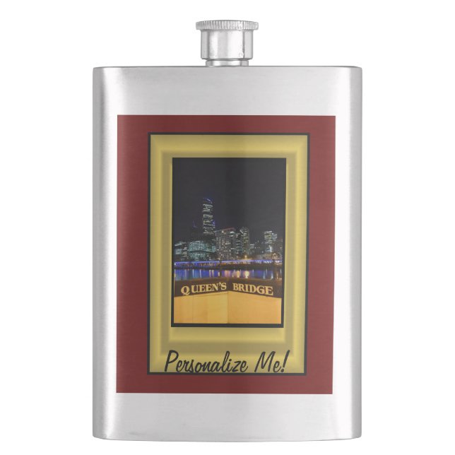 Melbourne Australia CBD Night Lights Flask (Front)