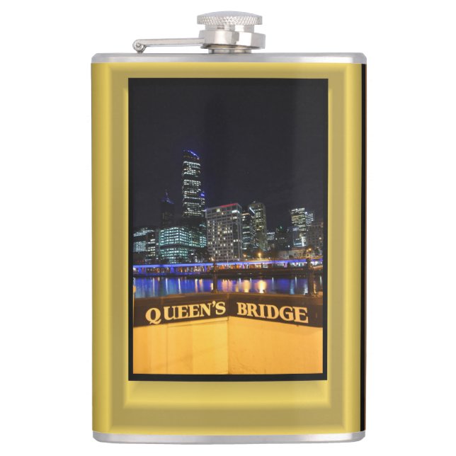 Melbourne Australia CBD Night Lights Flask (Front)