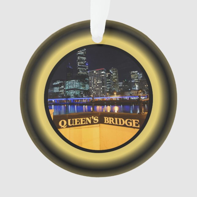 Melbourne Australia CBD Night Lights Ornament (Front)