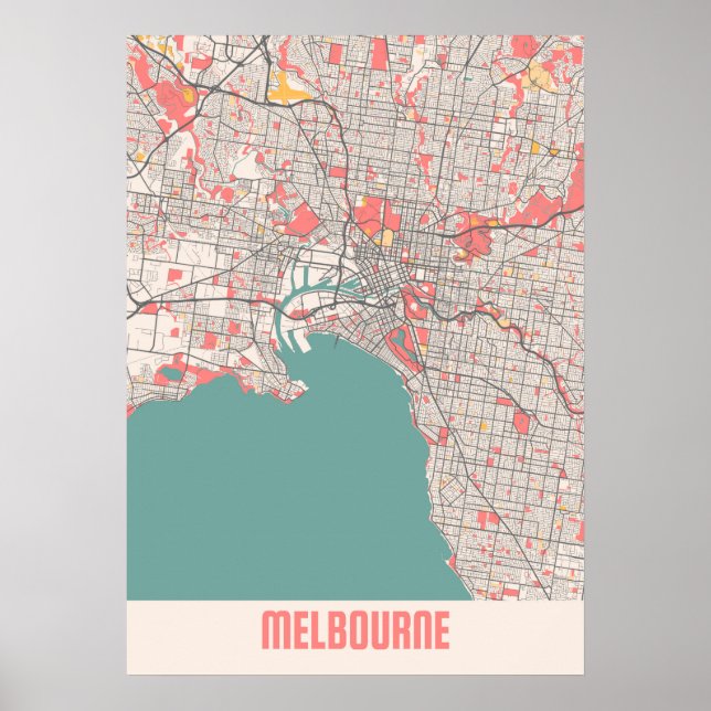 Melbourne - Australia Chalk City Map Poster (Front)