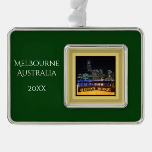 Melbourne Australia City Lights at Queen's Bridge Christmas Ornament