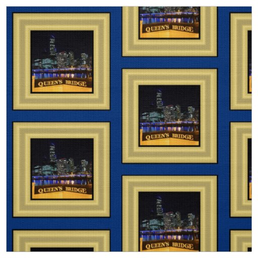 Melbourne Australia City Lights over Queens Bridge Fabric