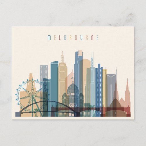 Melbourne Australia  City Skyline Postcard