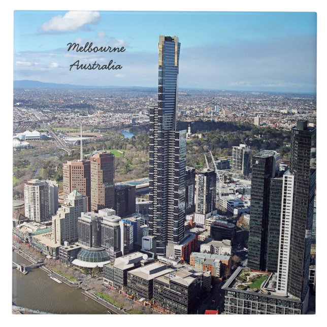 Melbourne, Australia cityscape photograph Ceramic Tile (Front)