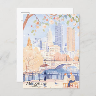 Melbourne Australia Gouache Illustration Travel Postcard