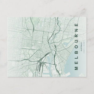 Melbourne Australia Map Minimal Postcard