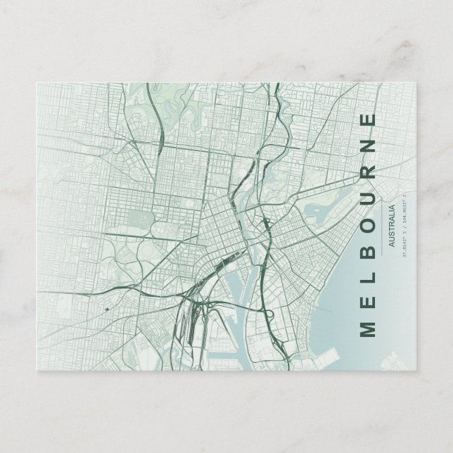 Melbourne Australia Map Minimal Postcard (Front)