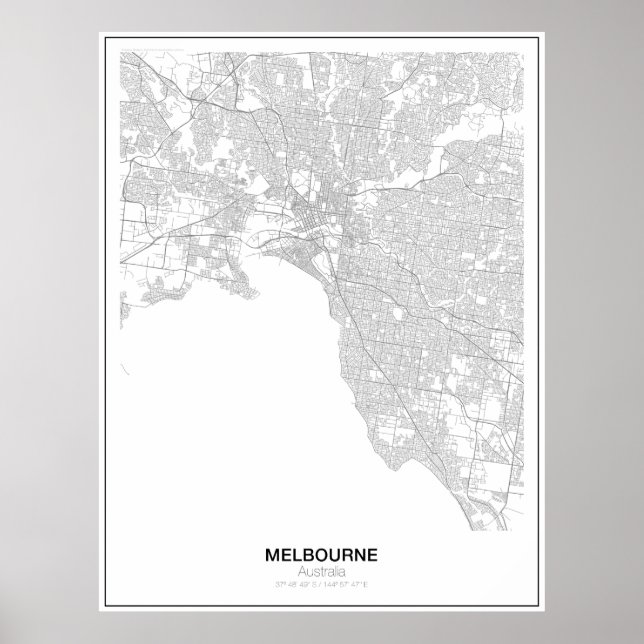 Melbourne, Australia Minimalist Map Poster (Front)