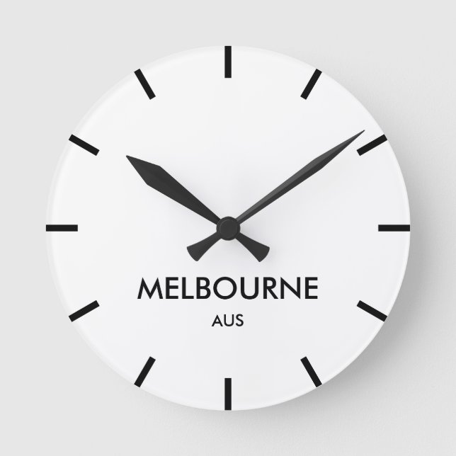 Melbourne Australia minimalist time zone Round Clock (Front)