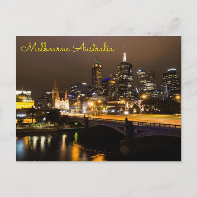 Melbourne Australia night time yarra river Postcard (Front)