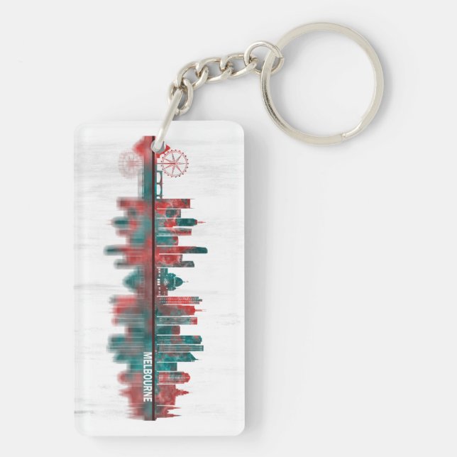 Melbourne Australia Skyline Keychain (Back)