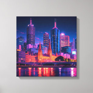 Melbourne Australia Skyline Night Canvas Print