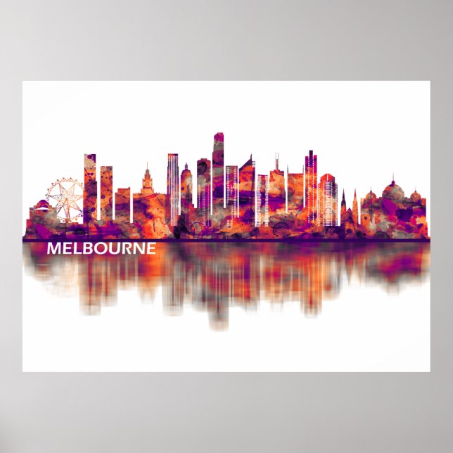 Melbourne Australia Skyline Poster (Front)