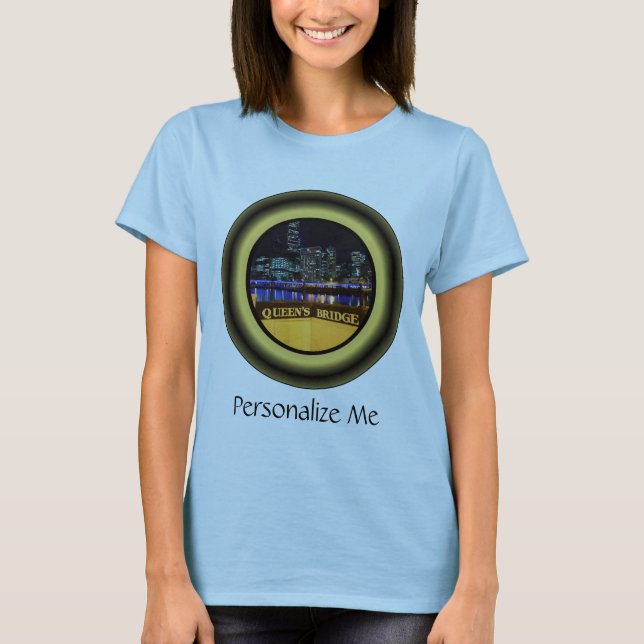 Melbourne Australia Skyline with City Lights T-Shirt (Front)