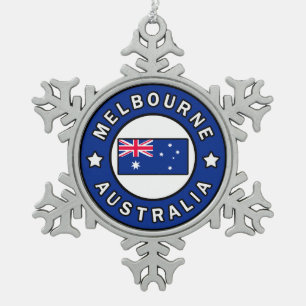 Melbourne Australia Snowflake Pewter Christmas Ornament