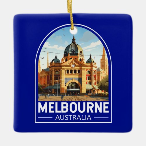 Melbourne Australia Travel Art Vintage Ceramic Ornament