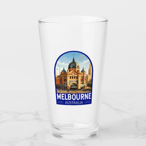 Melbourne Australia Travel Art Vintage Glass