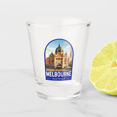 Melbourne Australia Travel Art Vintage Shot Glass