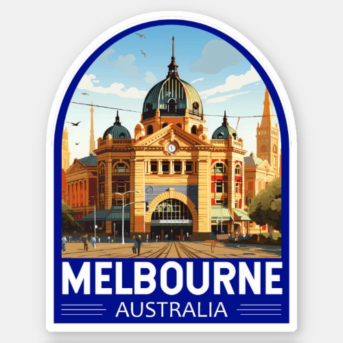 Melbourne Australia Travel Art Vintage Sticker