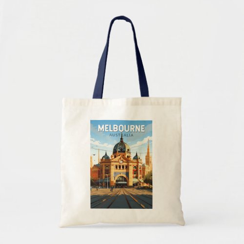 Melbourne Australia Travel Art Vintage Tote Bag