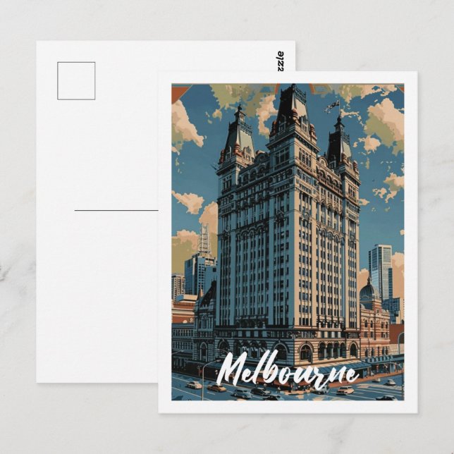 Melbourne Australia Vintage Famous Travel Place Postcard (Front/Back)