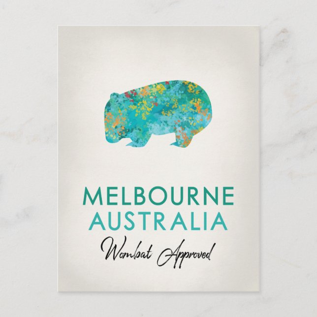 Melbourne Australia Wombat Postcard (Front)
