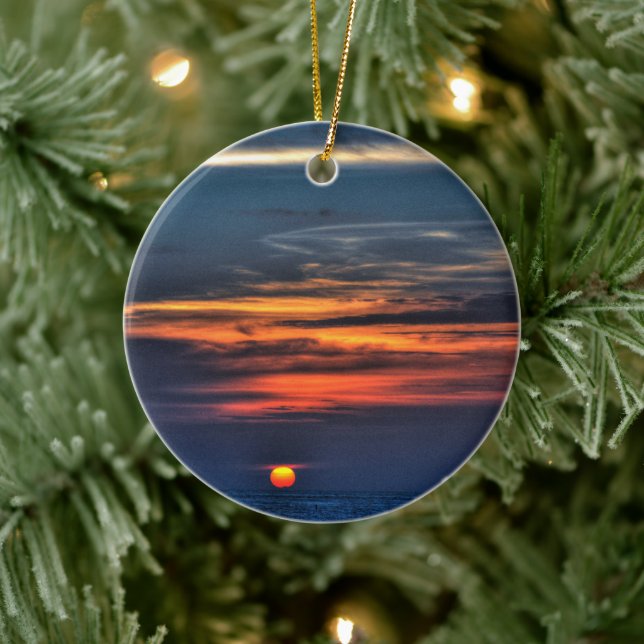 Melbourne Beach Florida Sunrise Ceramic Ornament (Tree)
