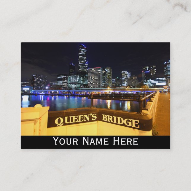 Melbourne CBD Queens Bridge City Lights Business Card (Front)