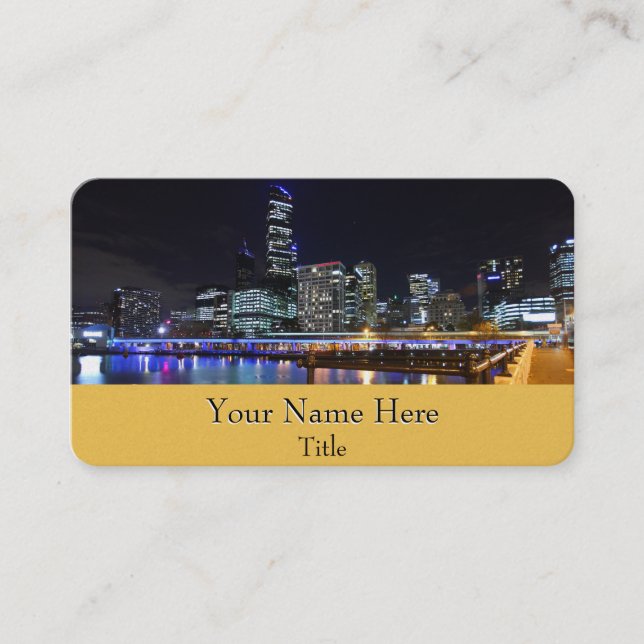 Melbourne CBD Queens Bridge City Lights Business Card (Front)